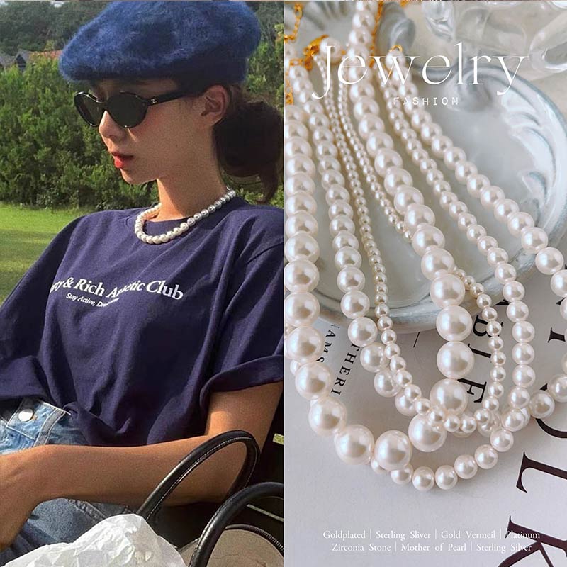 24K-Luxury White /Grey Pearl 10MM Necklace