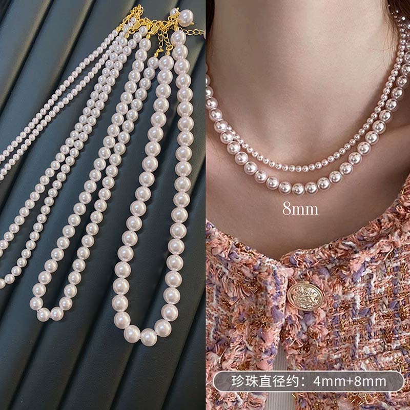 8MM Luxury pearls Necklace- L4985Purple/L4998 beige