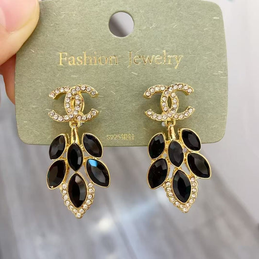 Earrings-CC-8(Black/Silver)