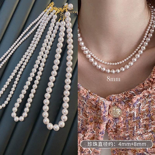 8MM Luxury pearls Necklace- L4985Purple/L4998 beige