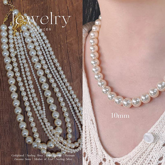 10MM Luxury pearls Necklace- L4985 Purple/ L4998 beige
