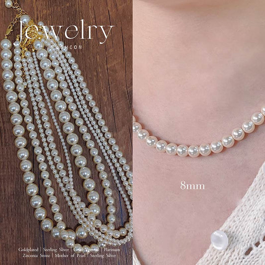 8MM Luxury pearls Necklace- L4985Purple/L4998 beige